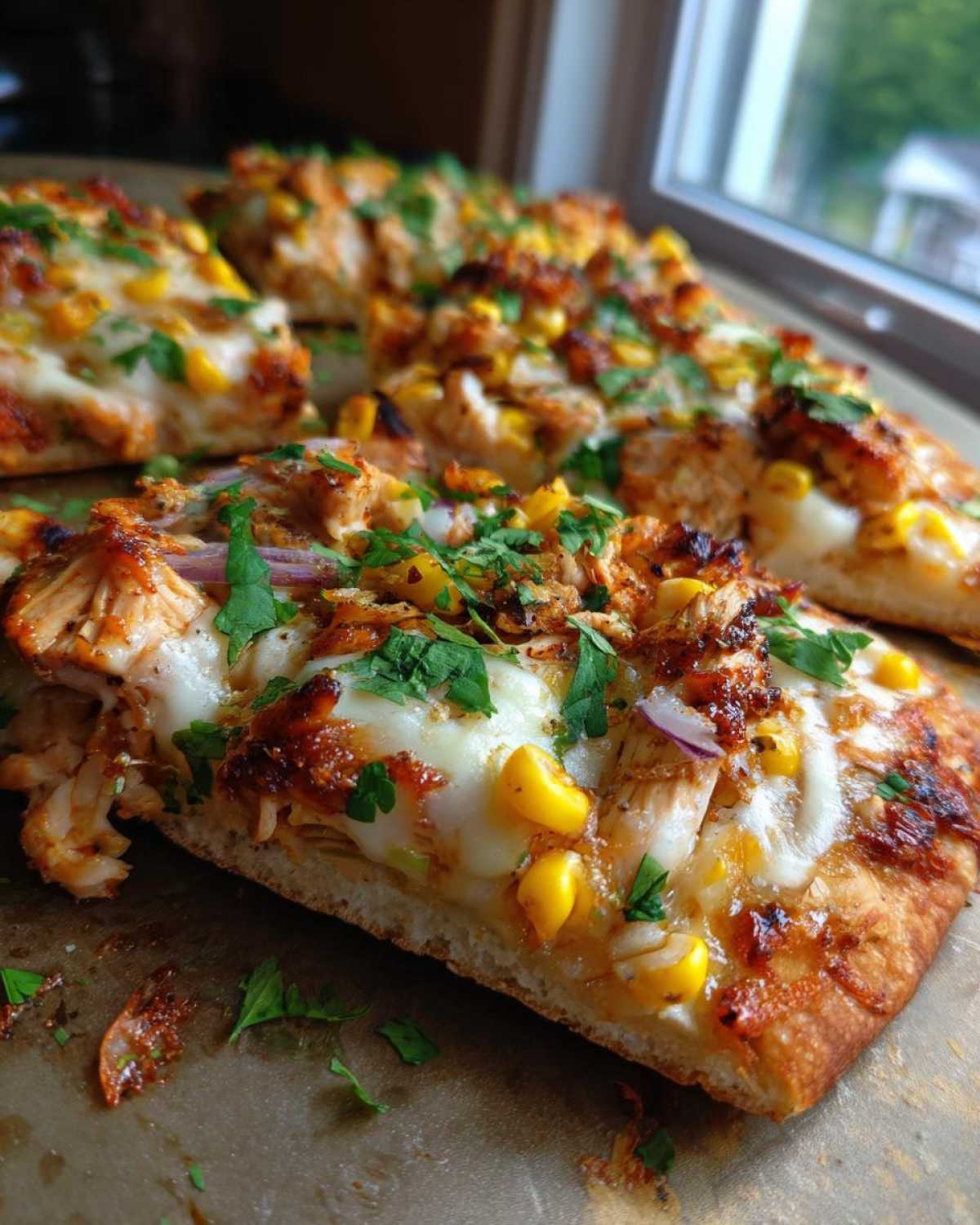BBQ Chicken Flatbread with Grilled Corn - detail 4