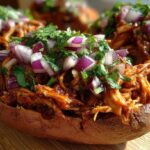 BBQ Jackfruit Loaded Sweet Potatoes