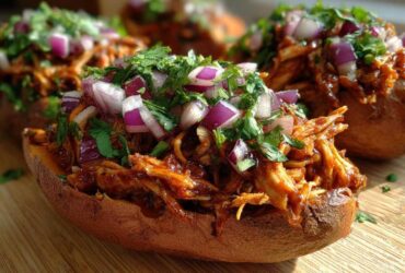 BBQ Jackfruit Loaded Sweet Potatoes