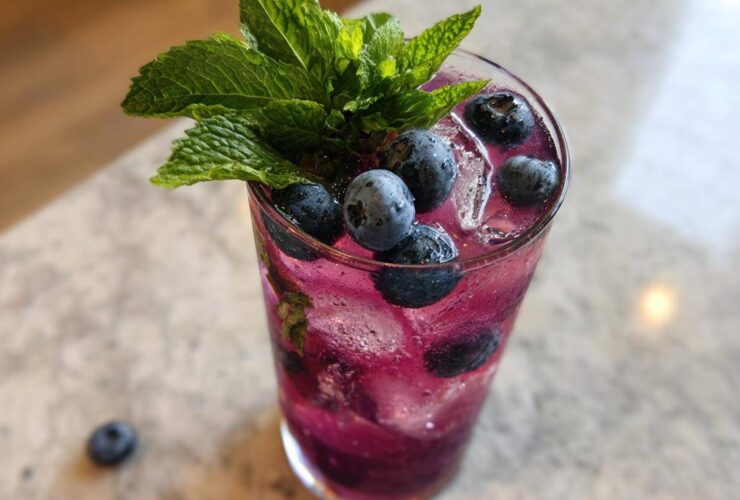 Blueberry Mint Kombucha Mocktail