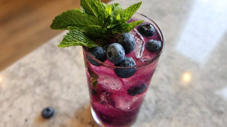 Blueberry Mint Kombucha Mocktail