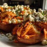 Buffalo Chicken Stuffed Sweet Potatoes