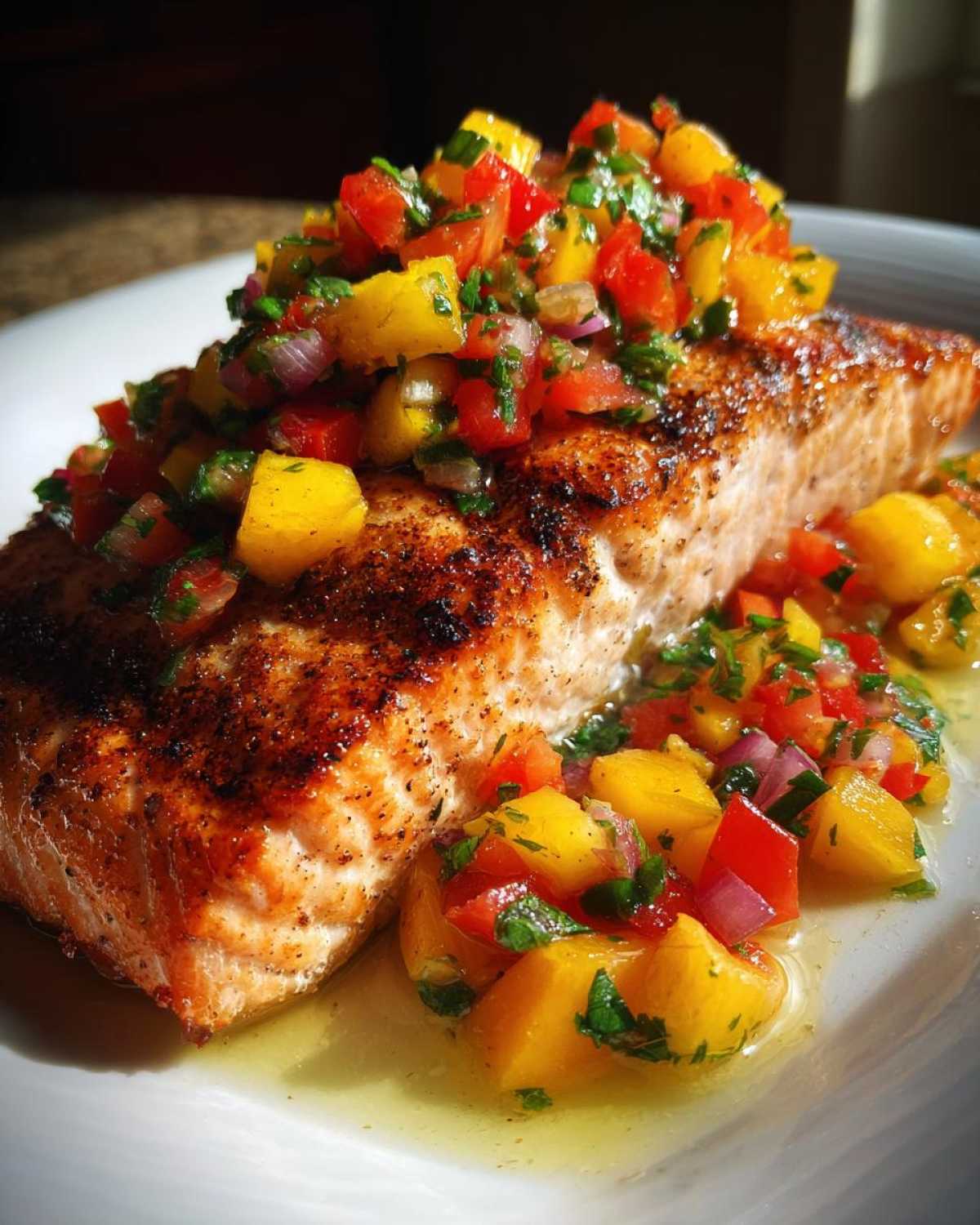 Cajun Grilled Salmon with Peach Salsa - detail 1