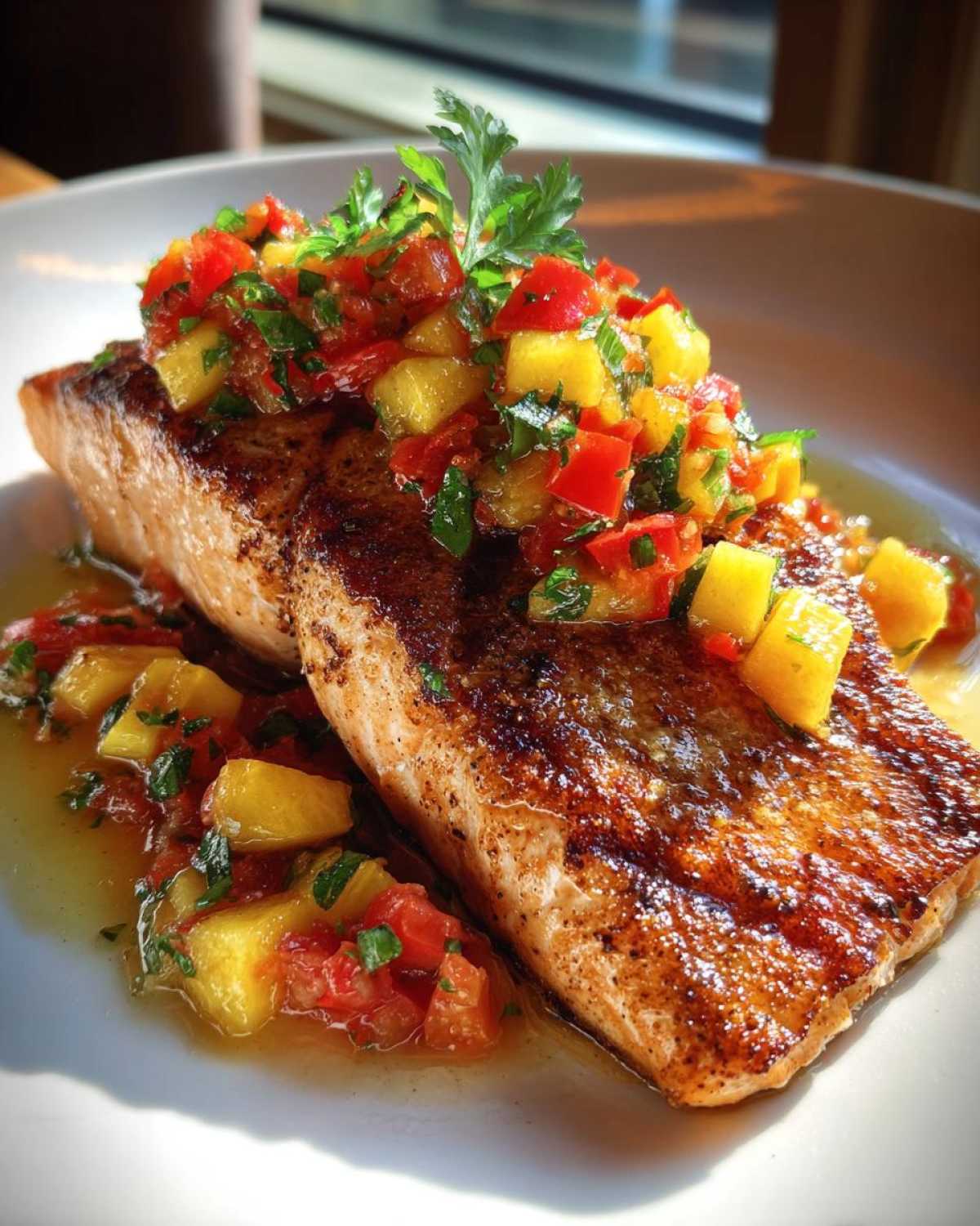 Cajun Grilled Salmon with Peach Salsa - detail 2