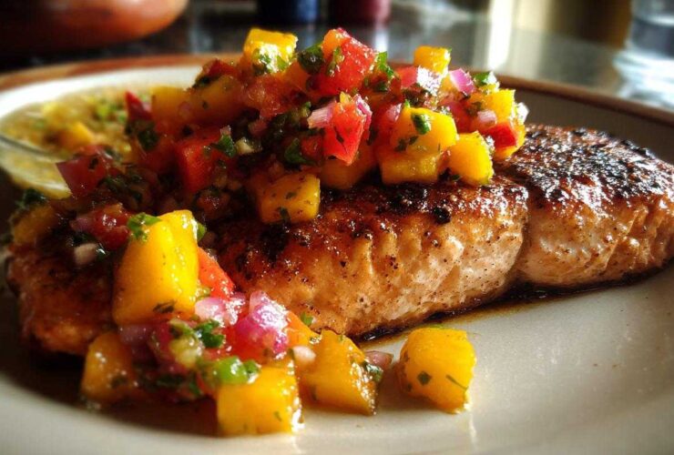 Cajun Grilled Salmon with Peach Salsa