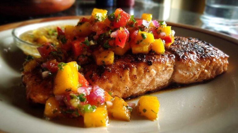 Cajun Grilled Salmon with Peach Salsa