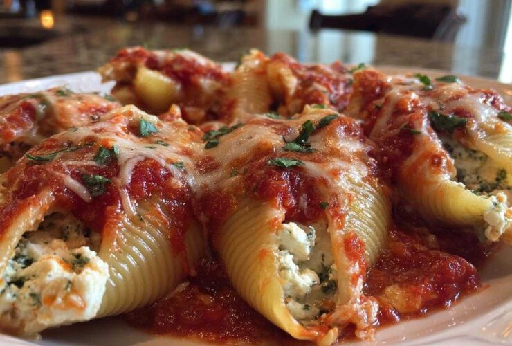 Cheesy Tomato Basil Stuffed Shells