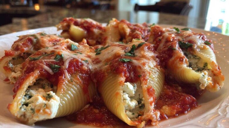 Cheesy Tomato Basil Stuffed Shells
