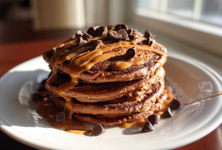 Chocolate Peanut Butter Protein Pancakes