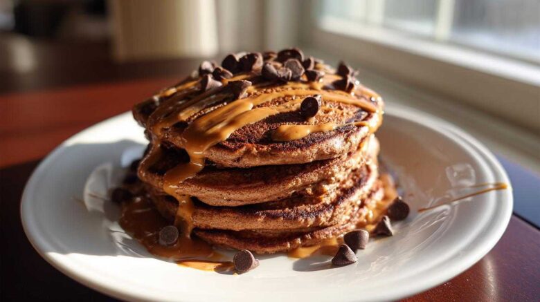 Chocolate Peanut Butter Protein Pancakes