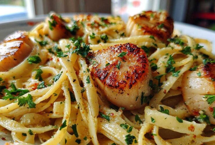 Creamy Garlic Scallop Linguine