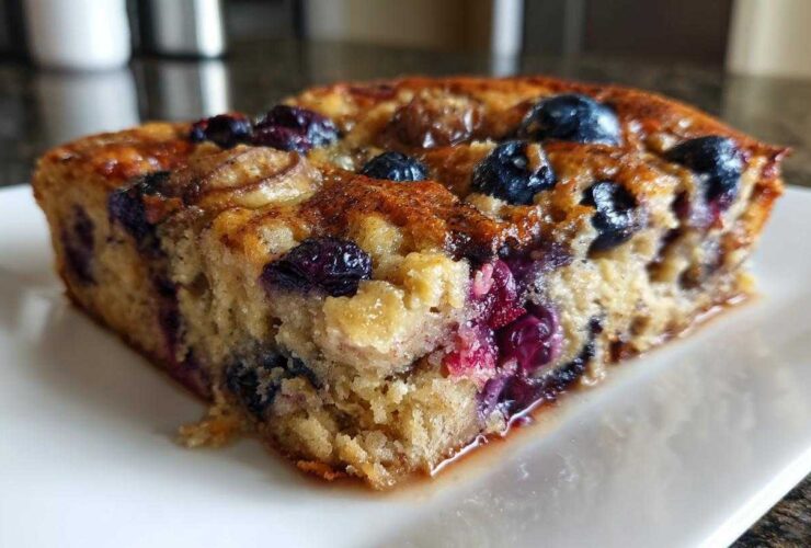 Fluffy Blueberry Banana Pancake Bake