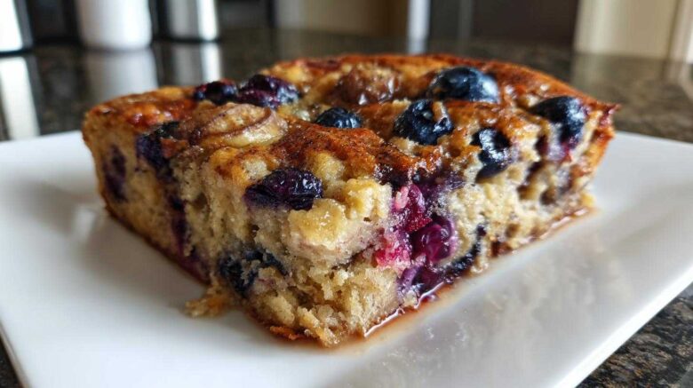 Fluffy Blueberry Banana Pancake Bake