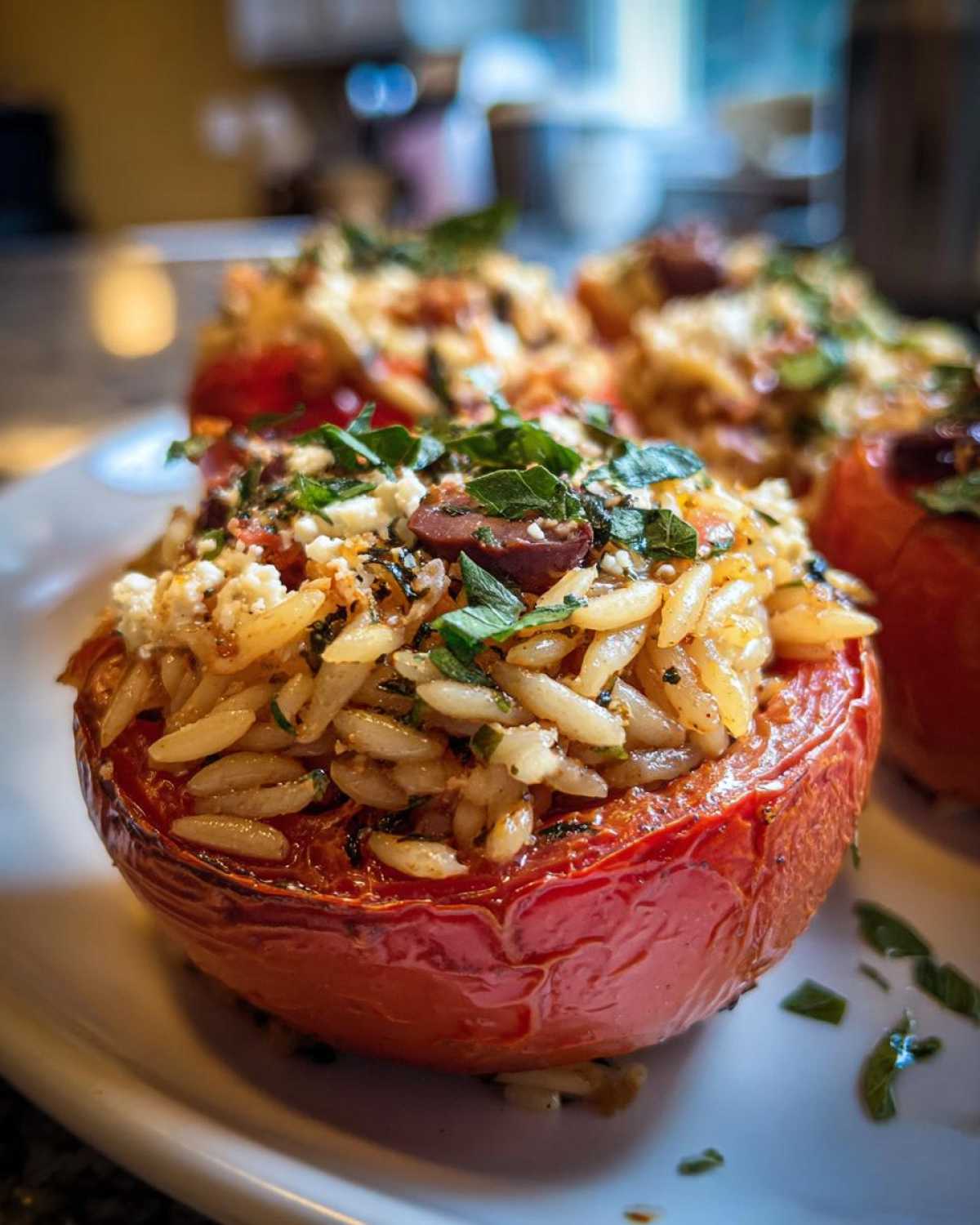 Greek Orzo Stuffed Tomatoes - detail 1