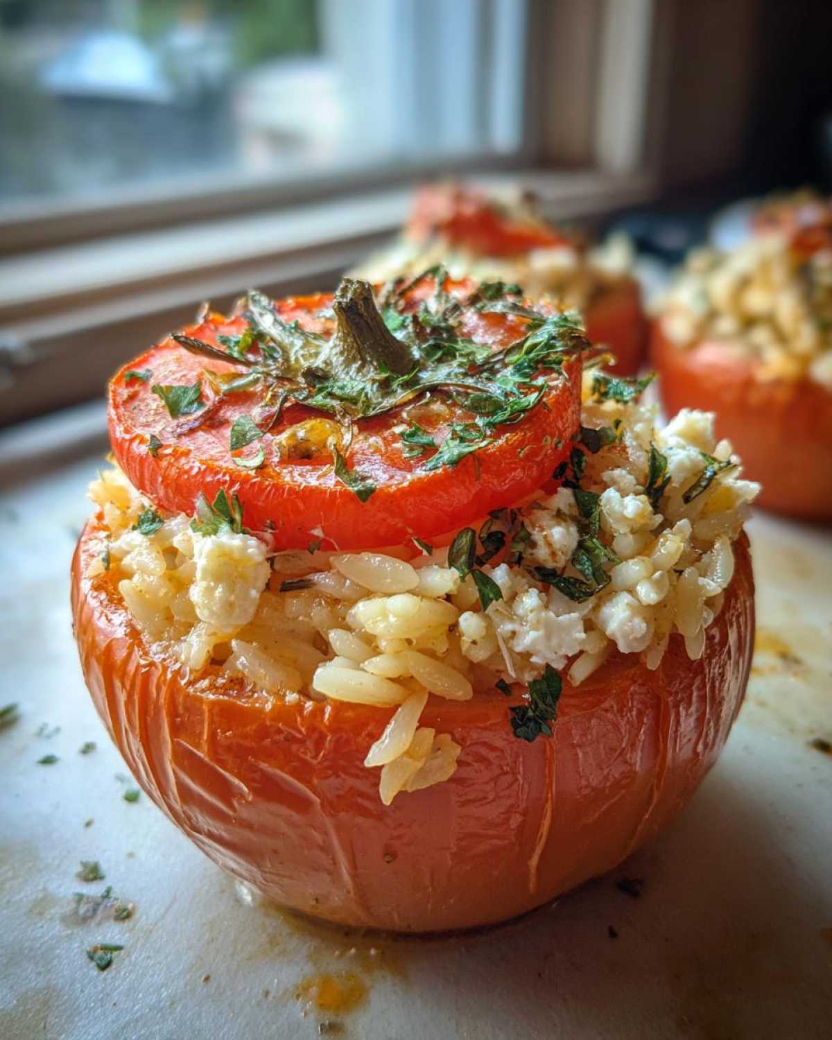 Greek Orzo Stuffed Tomatoes - detail 3