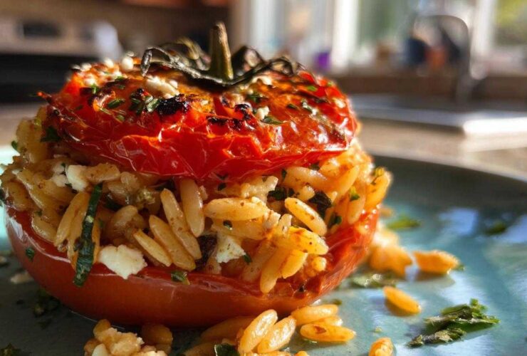 Greek Orzo Stuffed Tomatoes