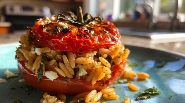 Greek Orzo Stuffed Tomatoes