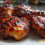 Grilled Peach BBQ Chicken Thighs