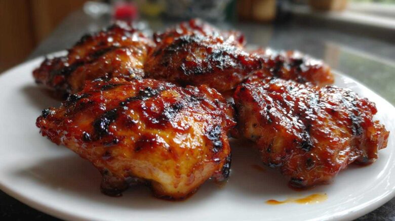 Grilled Peach BBQ Chicken Thighs