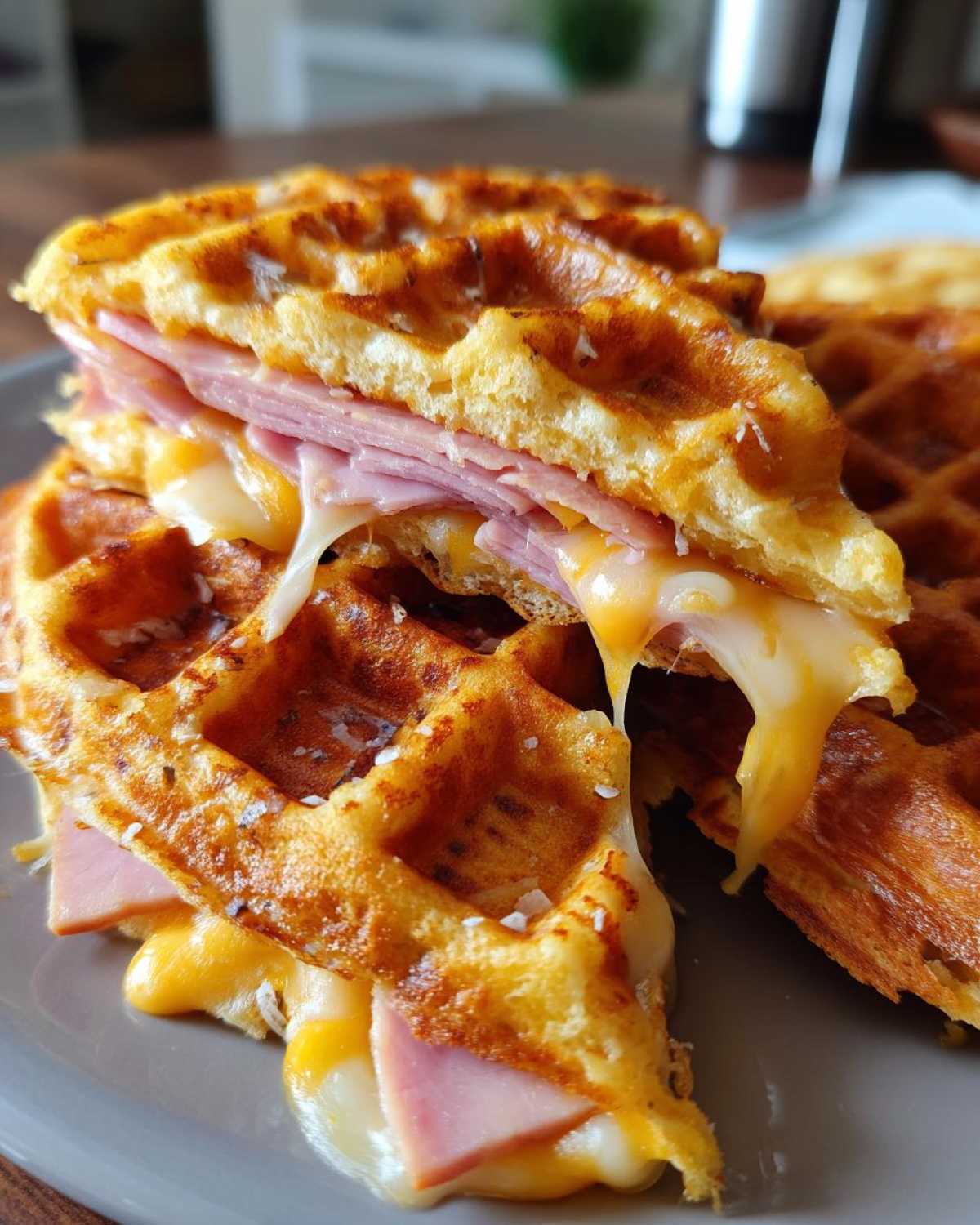 Ham and Cheese Waffle Sandwiches - detail 1