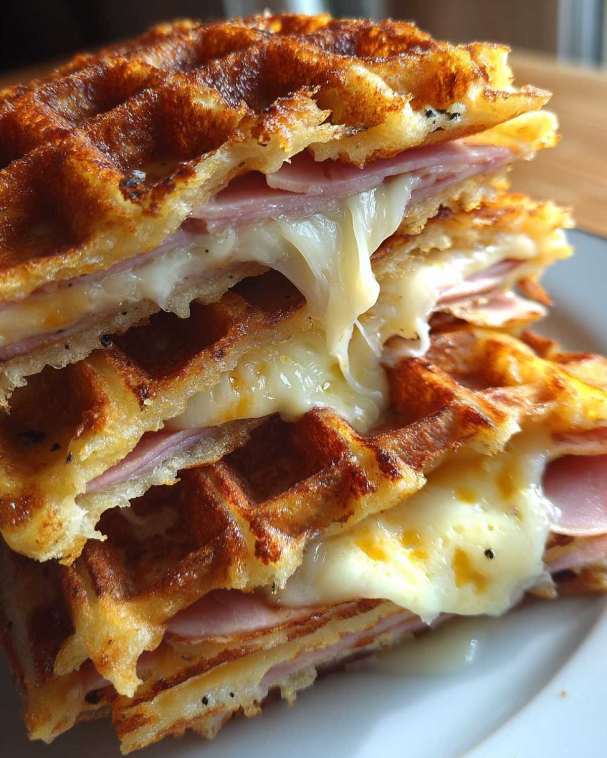 Ham and Cheese Waffle Sandwiches - detail 3