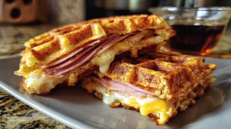 Ham and Cheese Waffle Sandwiches