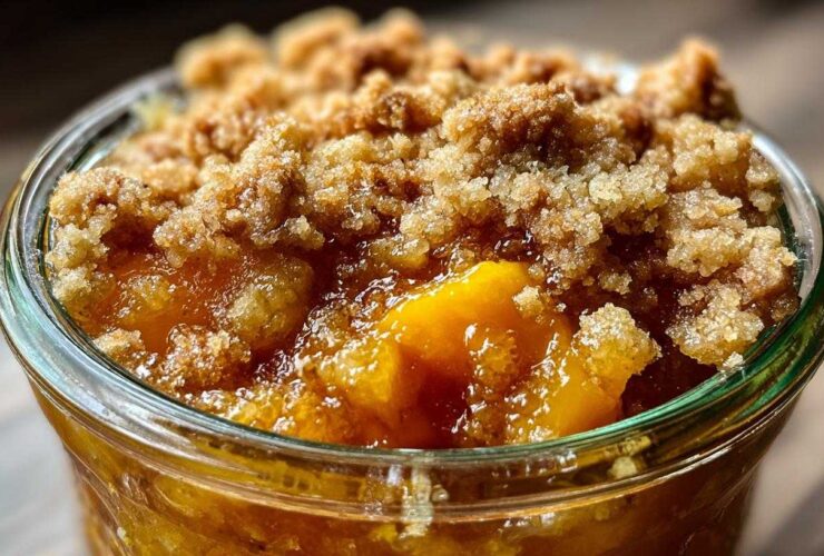 Mason Jar Peach Crumbles