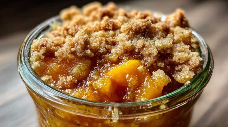 Mason Jar Peach Crumbles