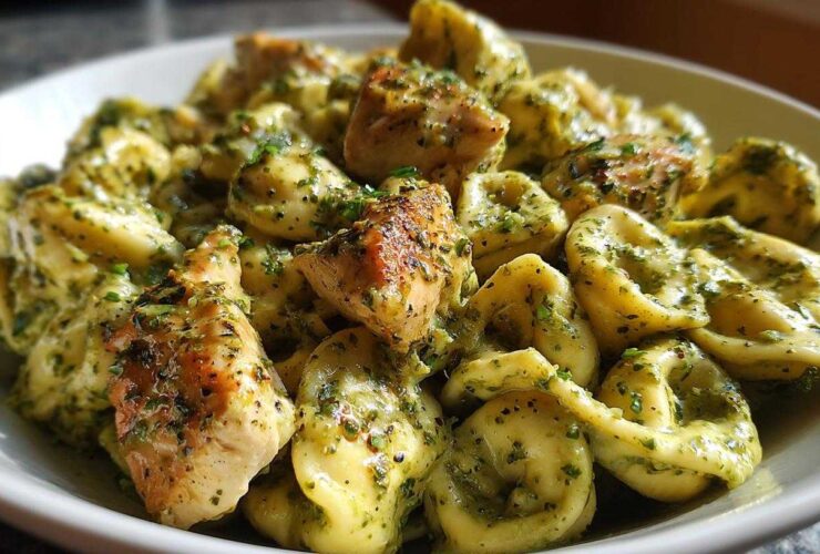 One-Pot Creamy Pesto Chicken Tortellini