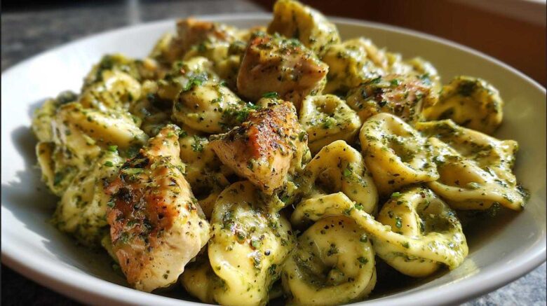 One-Pot Creamy Pesto Chicken Tortellini