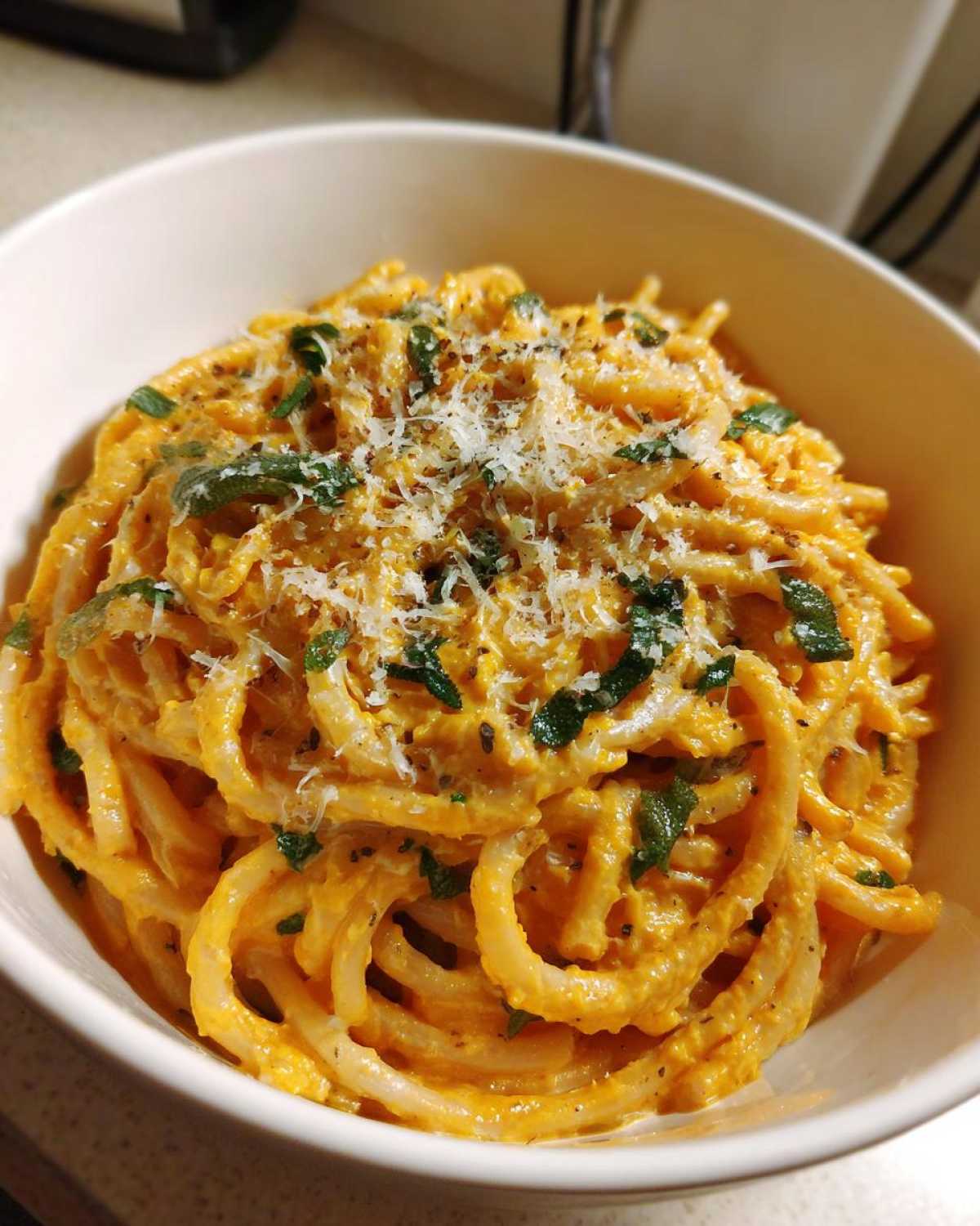 Pumpkin Alfredo Pasta with Sage - detail 1