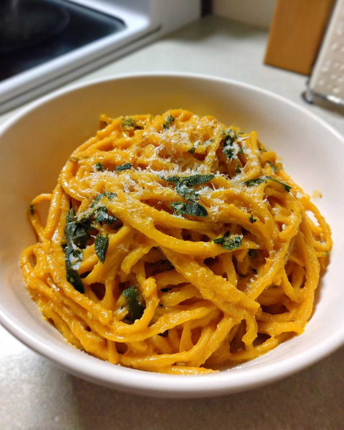Pumpkin Alfredo Pasta with Sage - detail 2