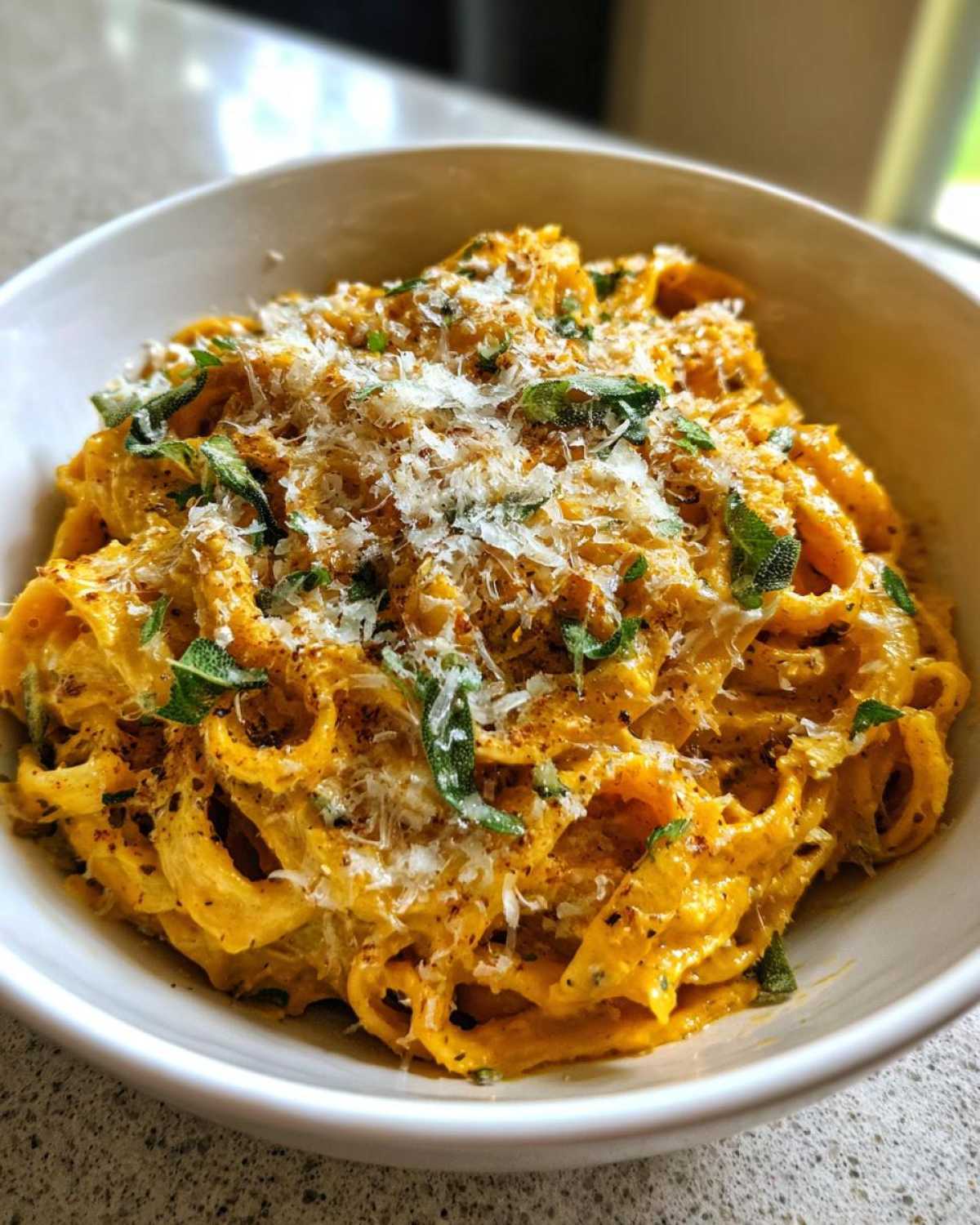 Pumpkin Alfredo Pasta with Sage - detail 3