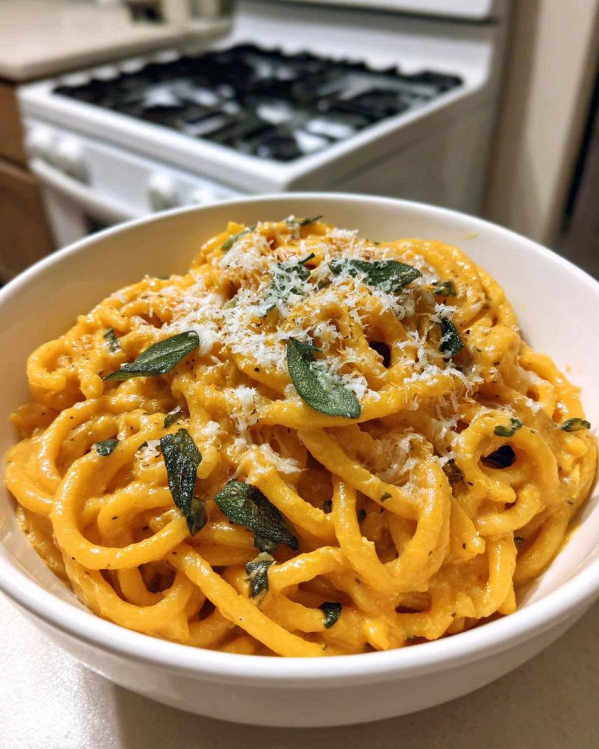 Pumpkin Alfredo Pasta with Sage - detail 4