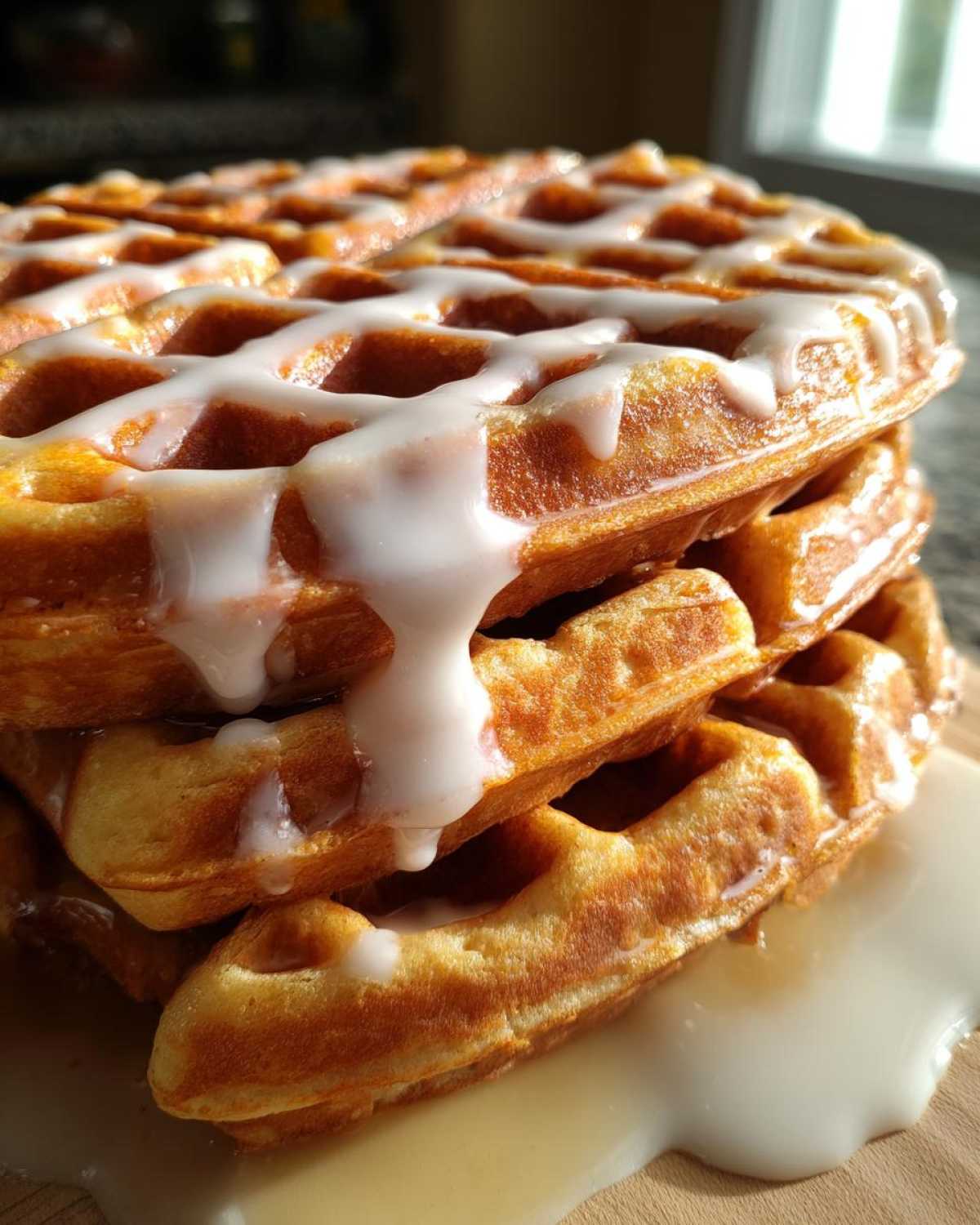 Pumpkin Spice Waffles with Vanilla Glaze - detail 1