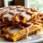 Pumpkin Spice Waffles with Vanilla Glaze