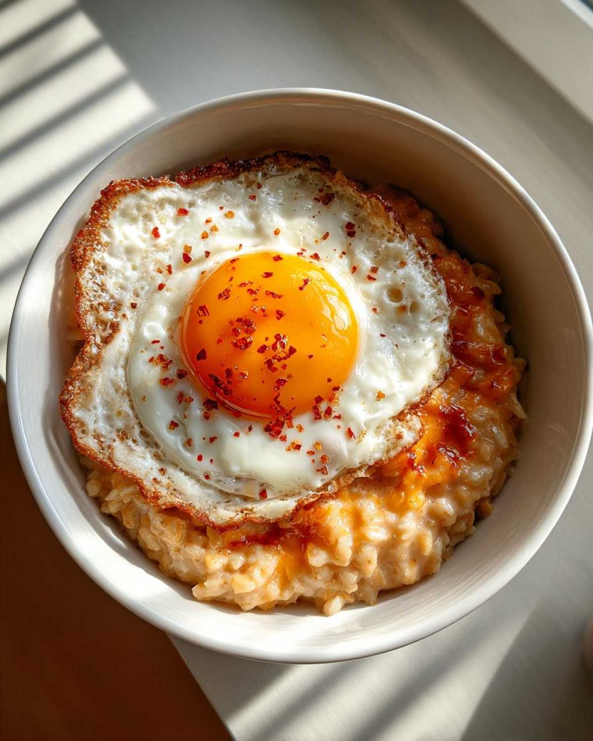 Savory Oatmeal Bowl with Cheddar and Fried Egg - detail 1