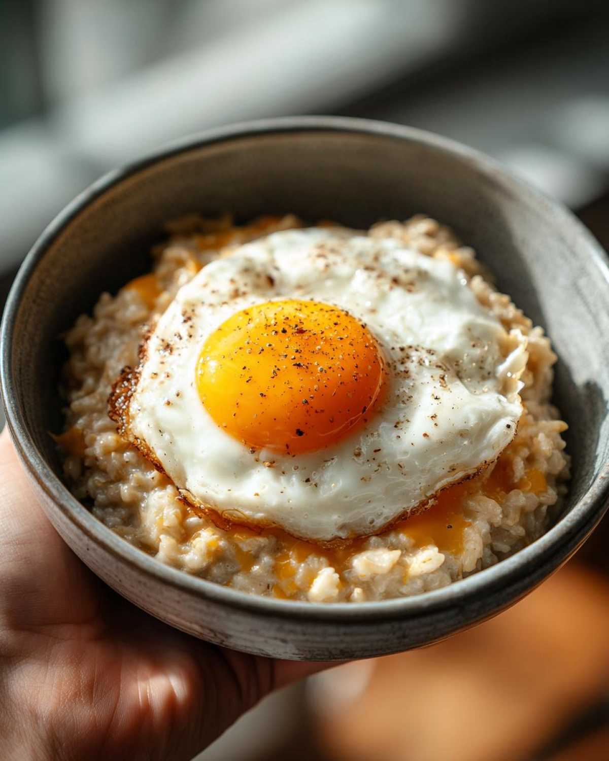 Savory Oatmeal Bowl with Cheddar and Fried Egg - detail 3