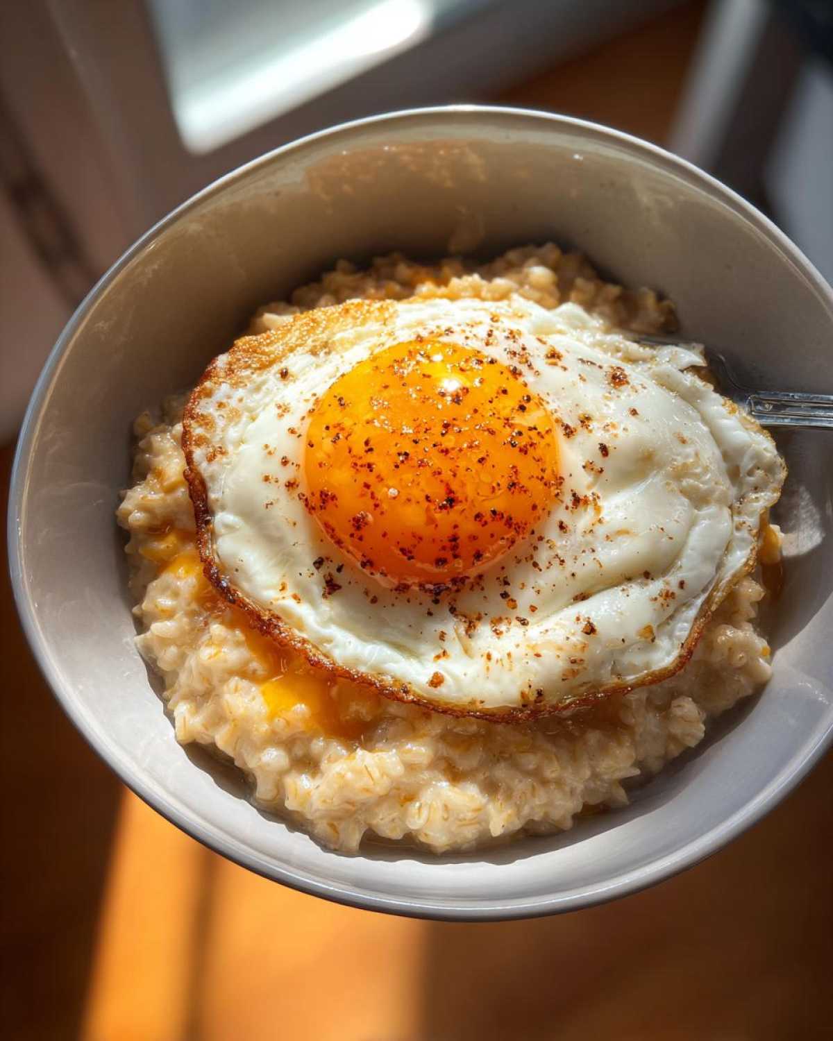Savory Oatmeal Bowl with Cheddar and Fried Egg - detail 4