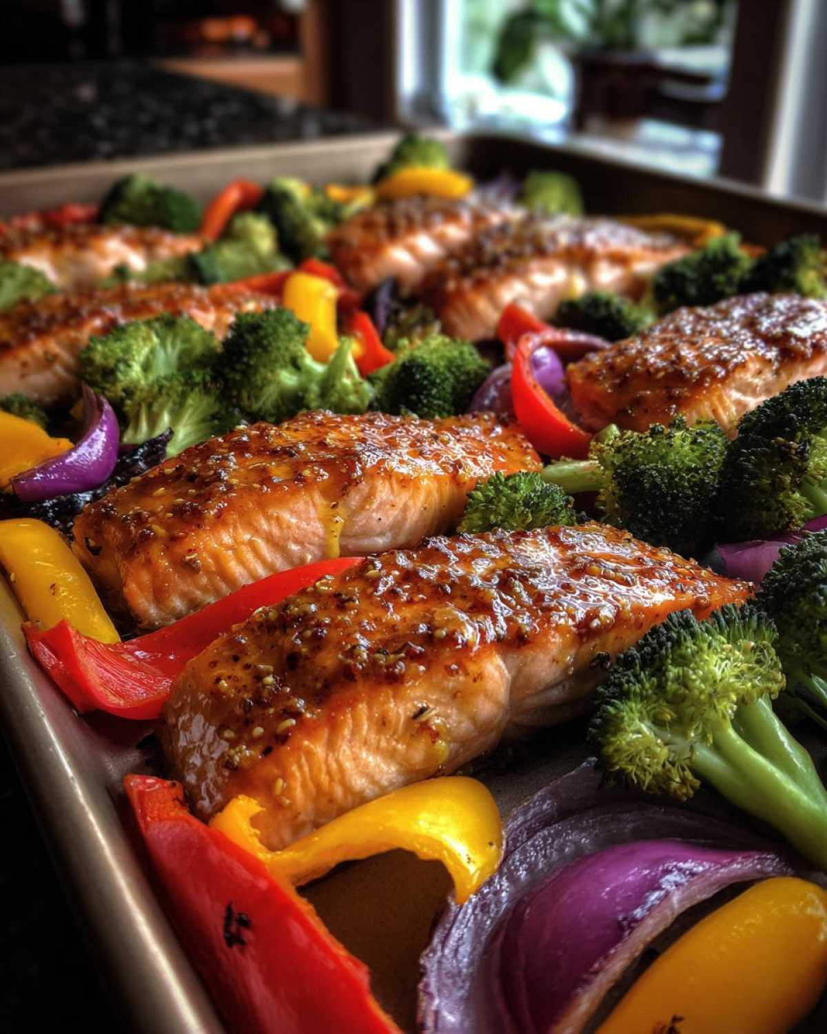 Sheet Pan Honey Mustard Glazed Salmon and Veggies - detail 1
