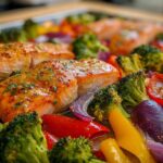 Sheet Pan Honey Mustard Glazed Salmon and Veggies