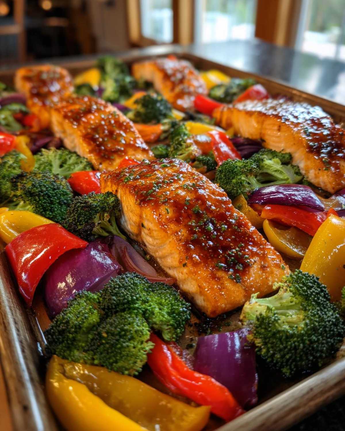 Sheet Pan Honey Mustard Glazed Salmon and Veggies - detail 2