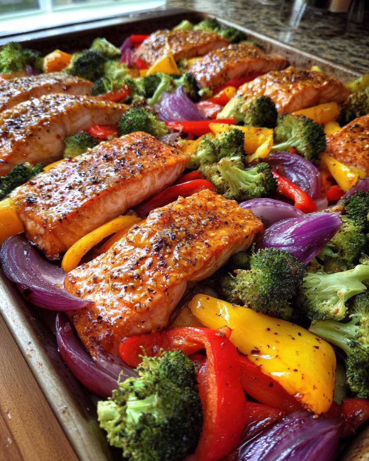 Sheet Pan Honey Mustard Glazed Salmon and Veggies - detail 3