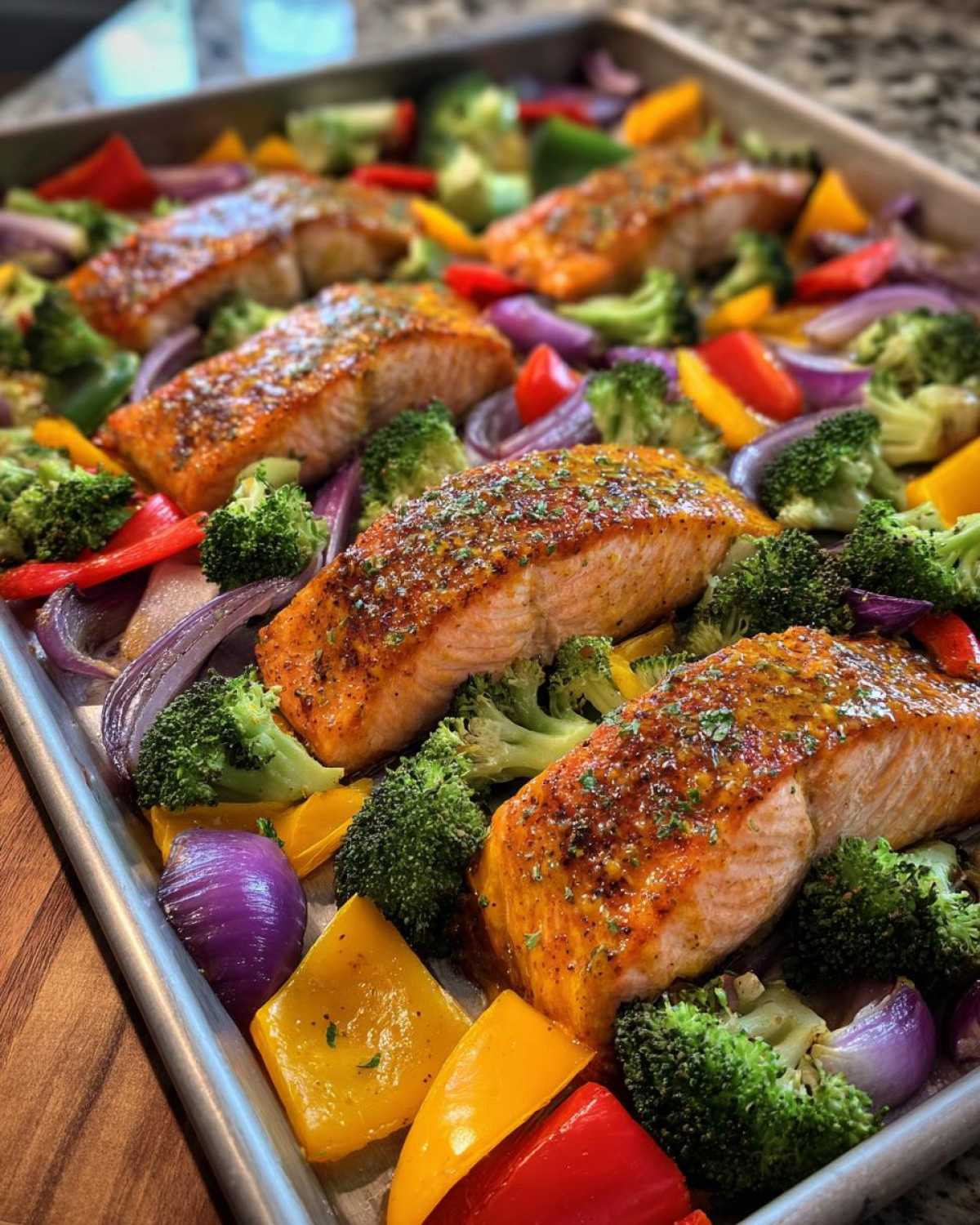 Sheet Pan Honey Mustard Glazed Salmon and Veggies - detail 4