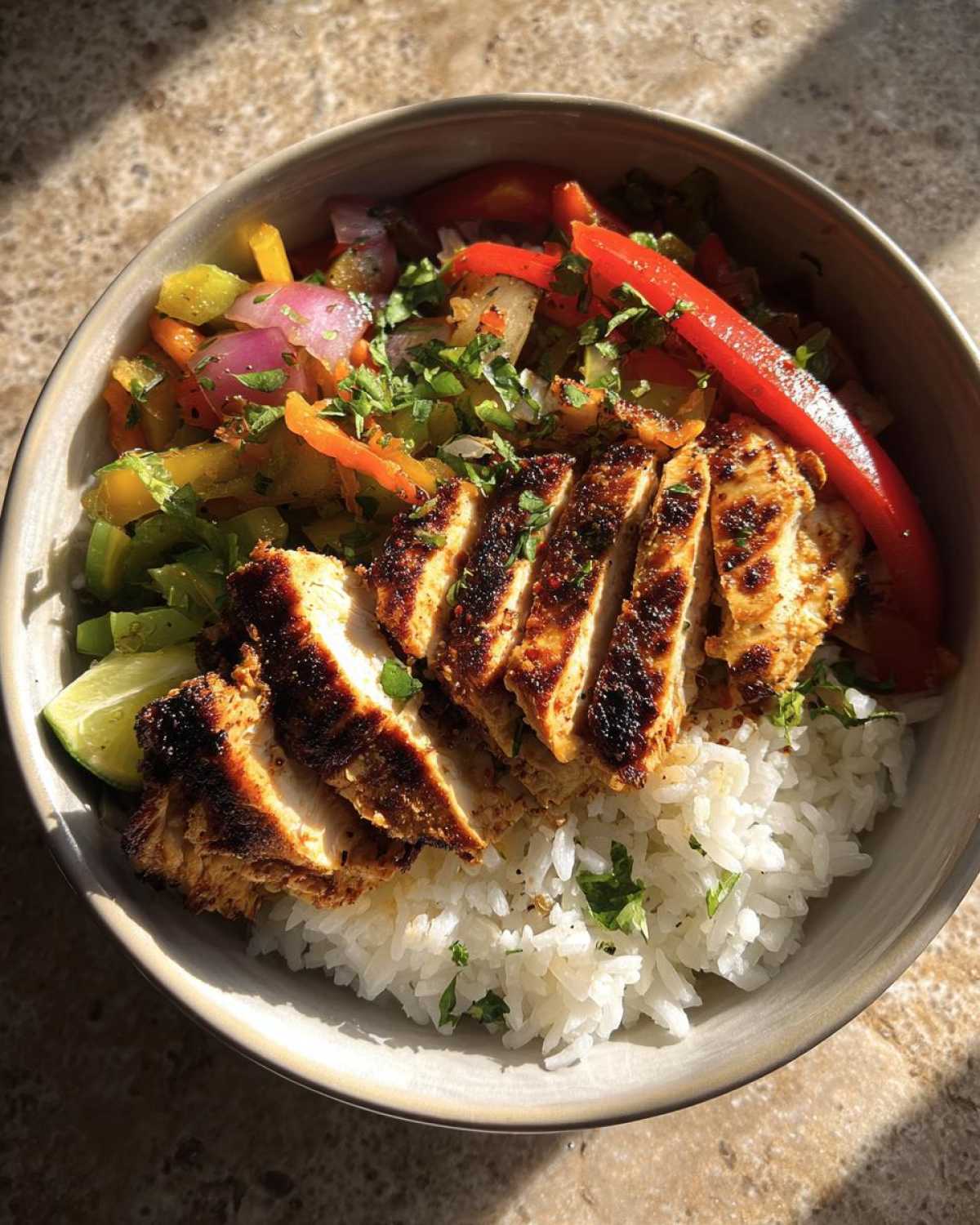 Zesty Lime Grilled Chicken Fajita Bowls - detail 1