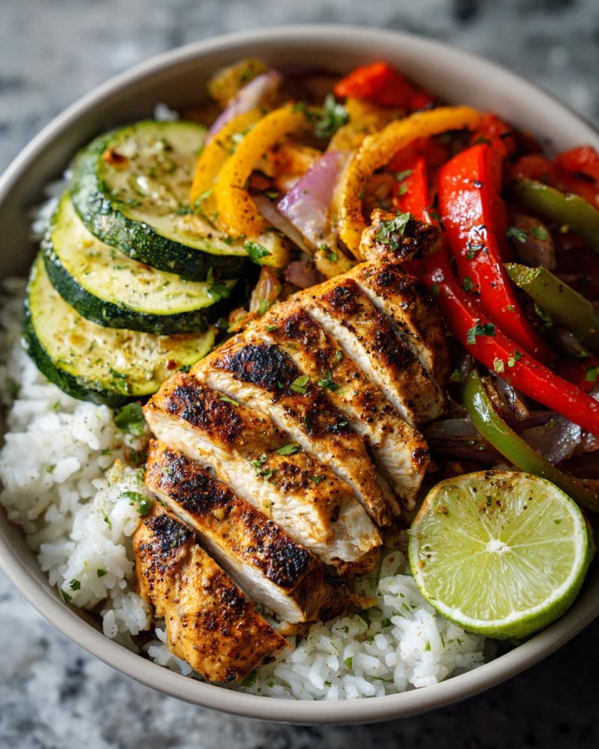 Zesty Lime Grilled Chicken Fajita Bowls - detail 2