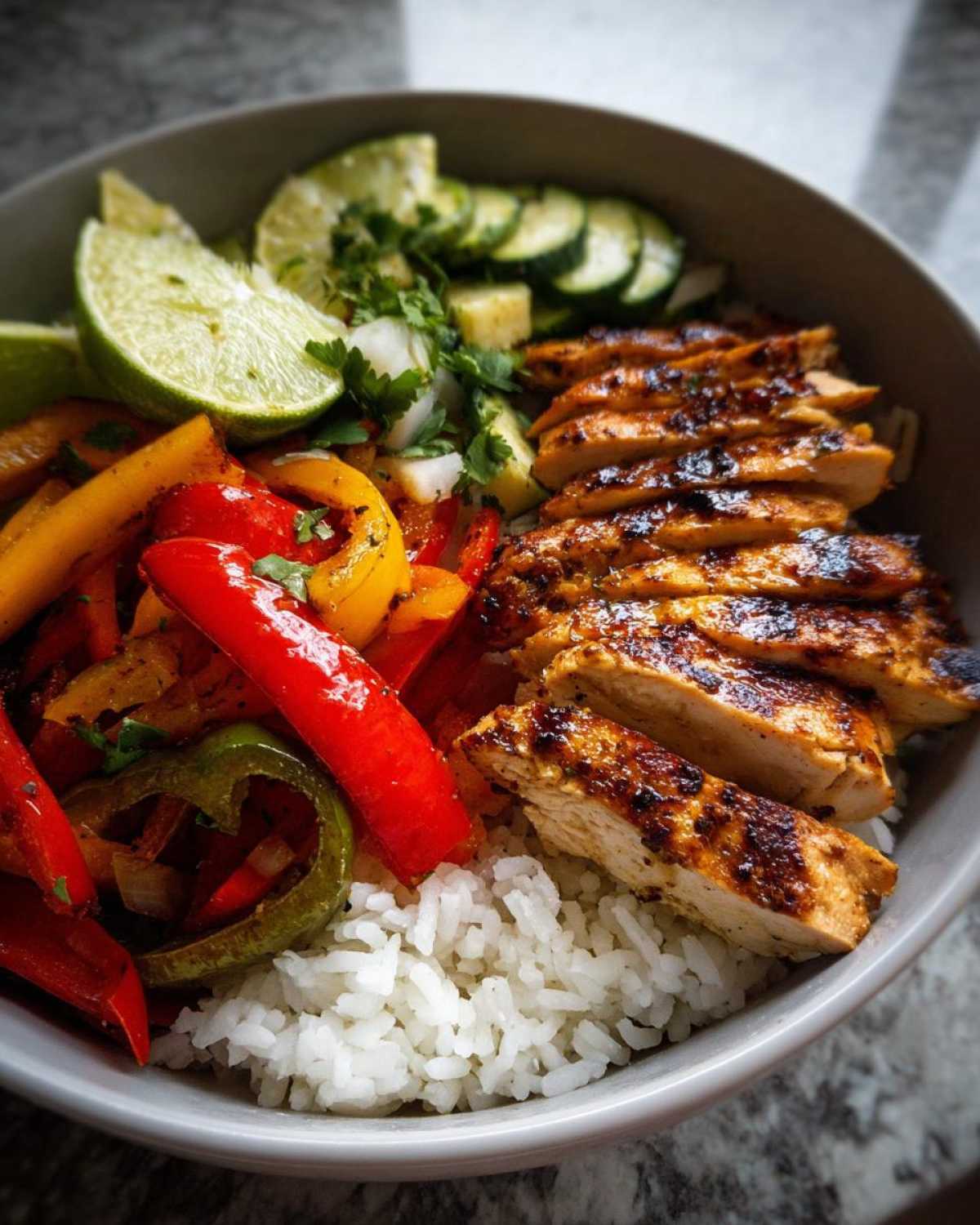 Zesty Lime Grilled Chicken Fajita Bowls - detail 4