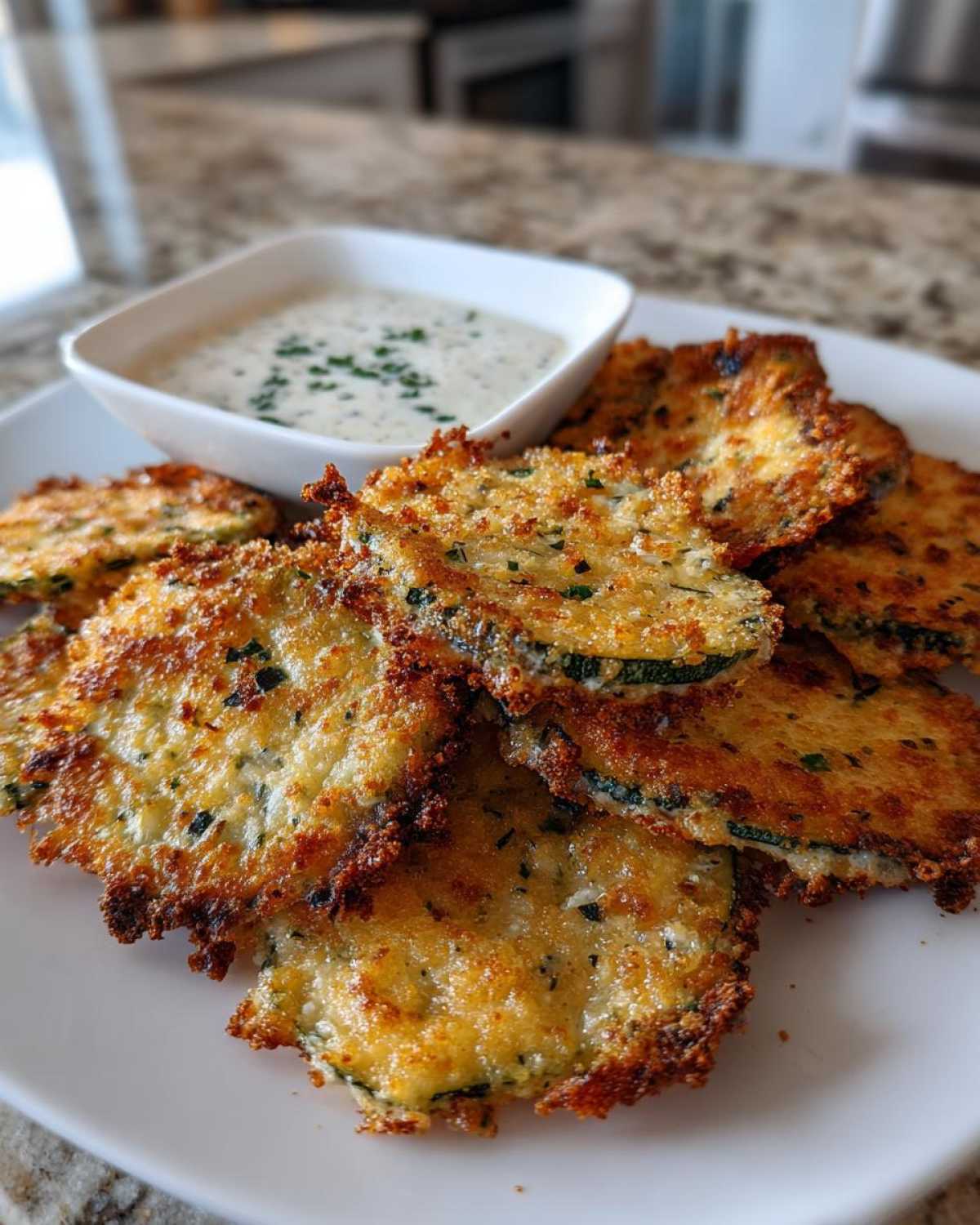 Zucchini Parmesan Crisps with Ranch Dip - detail 1