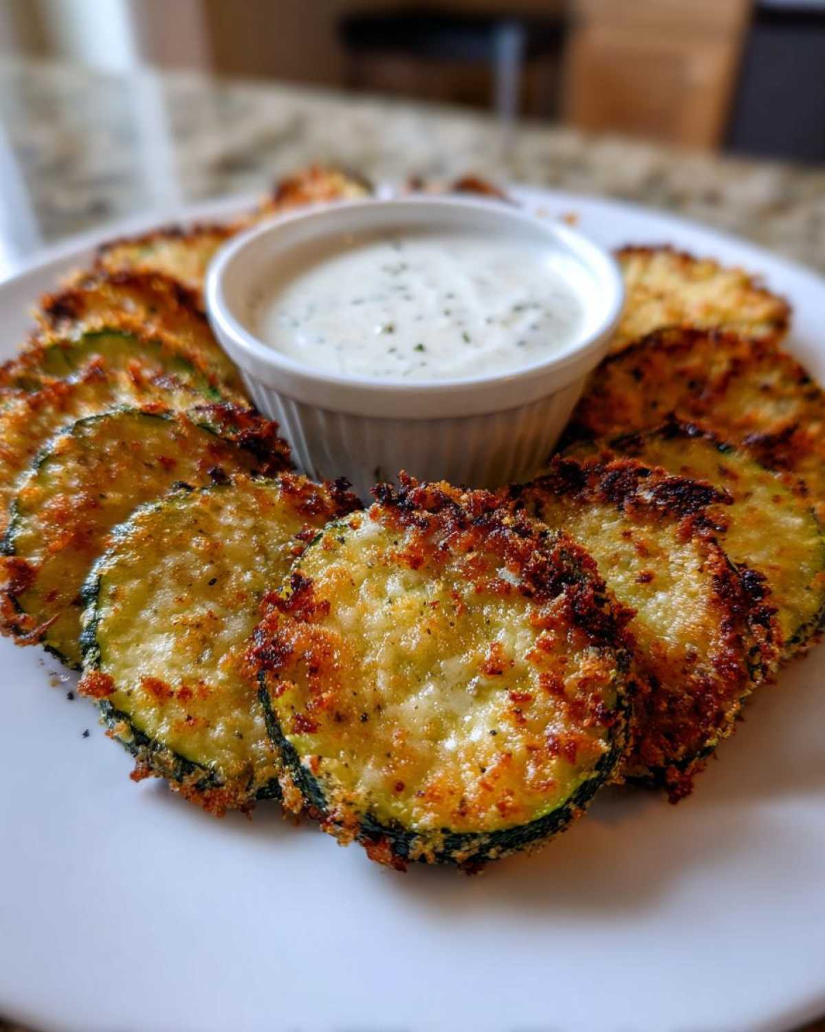Zucchini Parmesan Crisps with Ranch Dip - detail 2