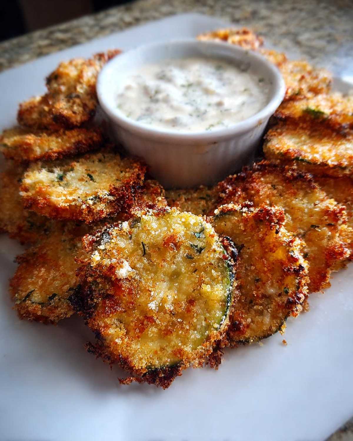 Zucchini Parmesan Crisps with Ranch Dip - detail 4